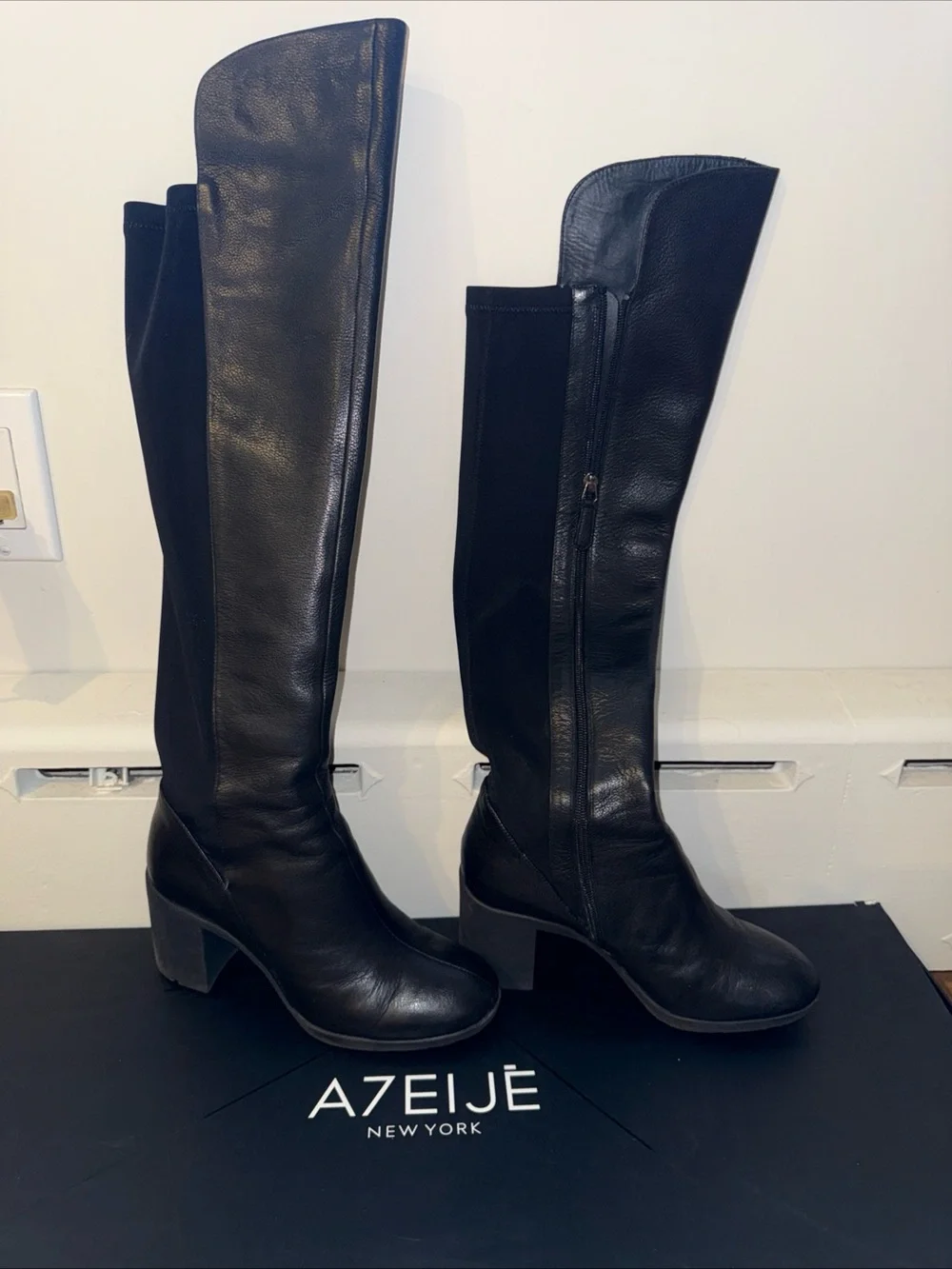 Black Over-the-Knee Leather Boots